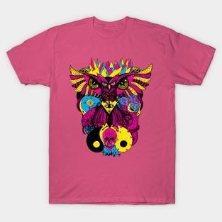 CMYK Owl And Ageless Skull T-Shirt